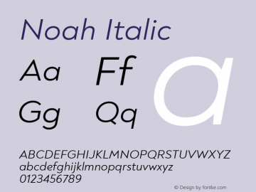 Noah Regular Italic Version 1.000; ttfautohint (v1.8)图片样张