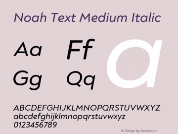 Noah Text Medium Italic Version 1.000; ttfautohint (v1.8)图片样张