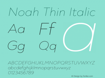 Noah Thin Italic Version 1.000图片样张