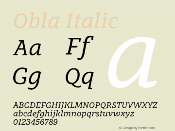 Obla-Italic Version 1.000 2016 initial release图片样张