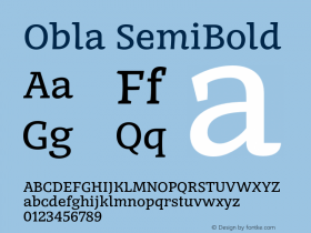 Obla-SemiBold Version 1.000 2016 initial release图片样张