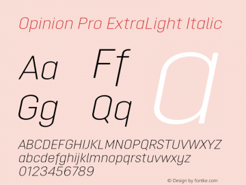 Opinion Pro ExtraLight Italic Version 1.000图片样张