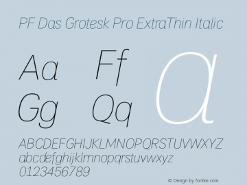 PFDasGroteskPro-ExtraThinItalic Version 2.000图片样张