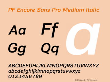 PFEncoreSansPro-MediumItalic Version 002.000图片样张