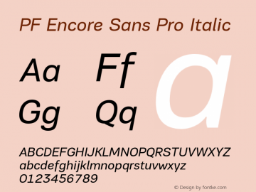 PFEncoreSansPro-Italic Version 002.000图片样张