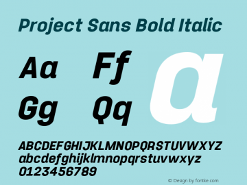 ProjectSans-BoldItalic Version 1.000 | wf jerry图片样张