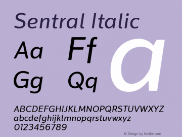 Sentral Italic Version 1.000; ttfautohint (v1.6)图片样张