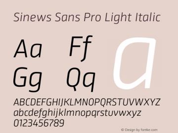 SinewsSansPro-LightItalic Version 2.000图片样张