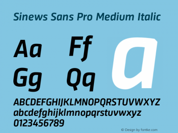 SinewsSansPro-MediumItalic Version 2.000图片样张