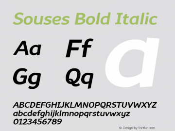 Souses Bold Italic Version 1.000图片样张