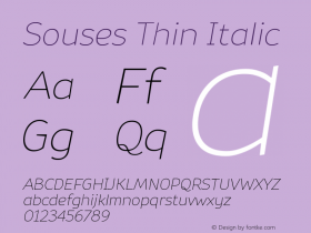 Souses Thin Italic Version 1.000图片样张