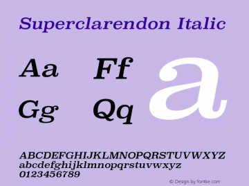 SuperclarendonRg-Italic Version 2.002图片样张