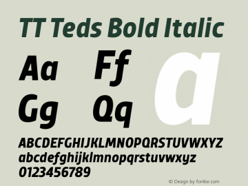 TT Teds Bold Italic Version 1.000; ttfautohint (v1.5)图片样张