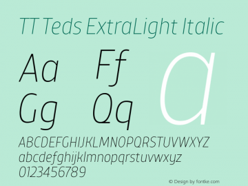 TT Teds ExtraLight Italic Version 1.000; ttfautohint (v1.5)图片样张