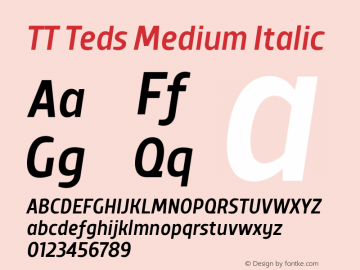 TT Teds Medium Italic Version 1.000; ttfautohint (v1.5)图片样张