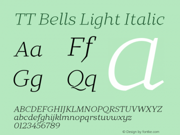 TTBells-LightItalic Version 1.000图片样张