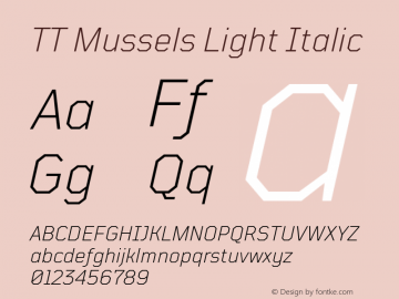 TTMussels-LightItalic Version 1.000图片样张