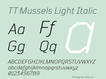 TT Mussels Light Italic Version 1.000图片样张
