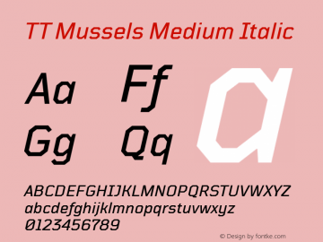 TT Mussels Medium Italic Version 1.000图片样张