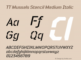 TTMusselsStencil-MediumItalic Version 1.000图片样张