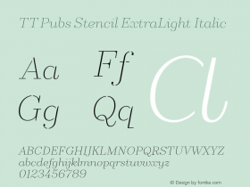 TTPubsStencil-ExtraLightItalic Version 1.000图片样张