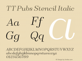 TTPubsStencil-Italic Version 1.000图片样张