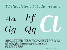 TTPubsStencil-MediumItalic Version 1.000图片样张
