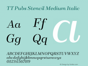 TTPubsStencil-MediumItalic Version 1.000图片样张