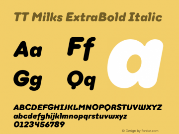 TT Milks ExtraBold Italic Version 1.000; ttfautohint (v1.5) -l 8 -r 50 -G 0 -x 0 -D latn -f cyrl -m 
