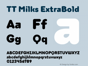 TT Milks ExtraBold Version 1.000; ttfautohint (v1.5) -l 8 -r 50 -G 0 -x 0 -D latn -f cyrl -m 