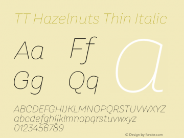 TTHazelnuts-ThinItalic Version 1.000图片样张
