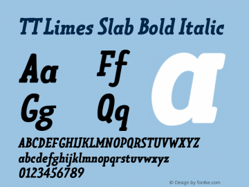 TTLimesSlab-BoldItalic Version 1.000图片样张