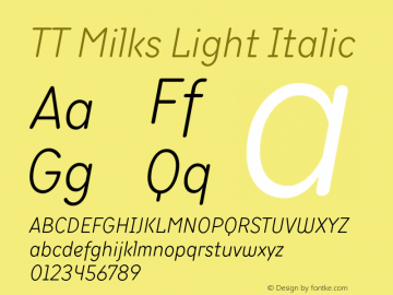 TTMilks-LightItalic Version 1.000图片样张