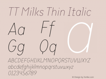 TTMilks-ThinItalic Version 1.000图片样张