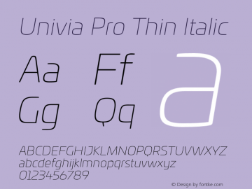 UniviaPro-ThinItalic Version 1.000图片样张