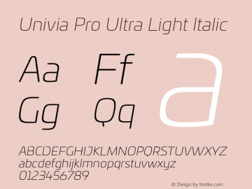 UniviaPro-UltraLightItalic Version 1.000图片样张