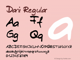 Dani Regular Version: 04/23/05 05:03:10 Font Sample