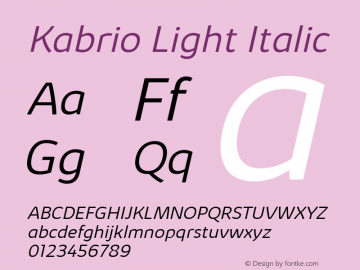 Kabrio Light Italic Version 1.000图片样张