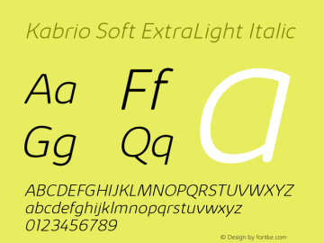 Kabrio Soft ExtraLight Italic Version 1.000图片样张