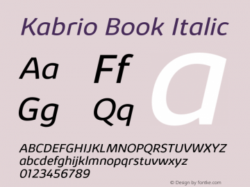 Kabrio-BookItalic Version 1.000图片样张