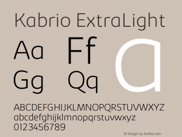 Kabrio-ExtraLight Version 1.000图片样张