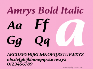 Amrys Bold Italic Version 1.00, build 18, g2.5.2.1158, s3图片样张
