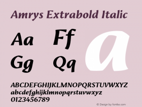 Amrys Extrabold Italic Version 1.00, build 18, g2.5.2.1158, s3图片样张