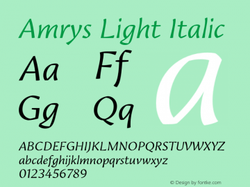 Amrys Light Italic Version 1.00, build 18, g2.5.2.1158, s3图片样张