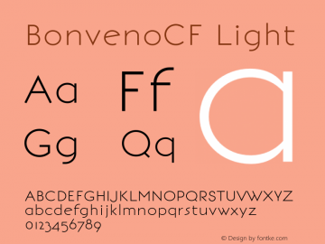 BonvenoCF Light Version 1.1.0 Font Sample