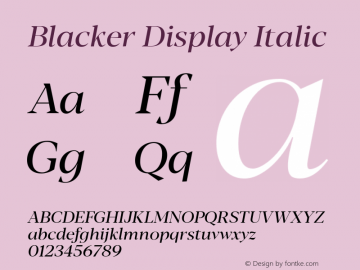 BlackerDisplay-Italic Version 1.0 | w-rip DC20180110图片样张