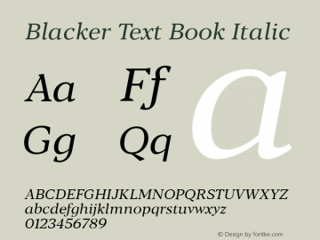 BlackerText-BookItalic Version 1.0 | w-rip DC20180110图片样张