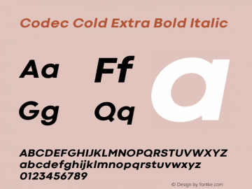 Codec Cold Extra Bold Italic 1.000图片样张