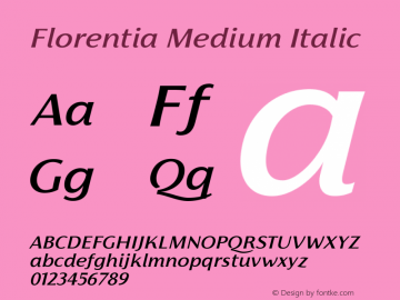 Florentia Medium Italic Version 1.000图片样张