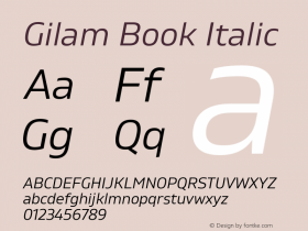 Gilam Book Italic Version 1.000;PS 001.000;hotconv 1.0.88;makeotf.lib2.5.64775图片样张